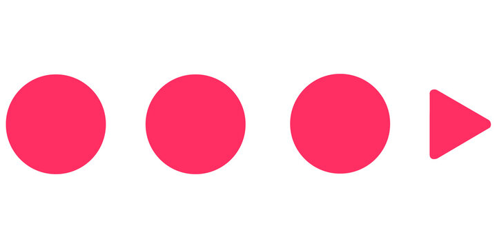 Three red circles and a red triangle in a row