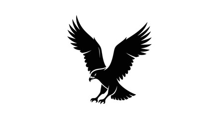Fototapeta premium Flying eagle silhouette with spread wings illustration.