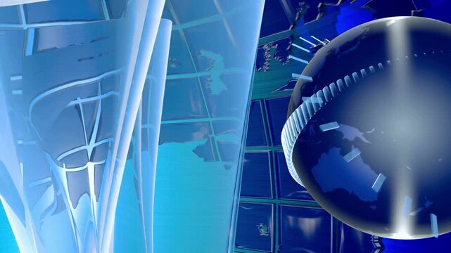 3D Rendered Globe Showing Europe With Geometric Light Effects