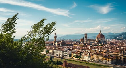 Obraz premium Florence city skyline with cathedral and river
