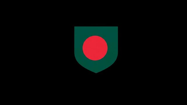 Bangladesh flag shield icon animation on black background