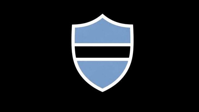 Botswana flag on a bouncing shield icon over black background