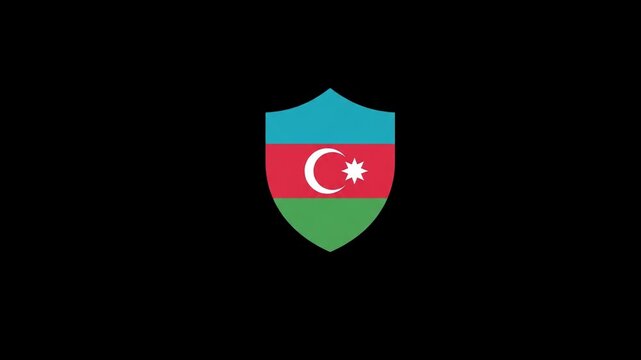 Azerbaijan flag shield emblem on black background