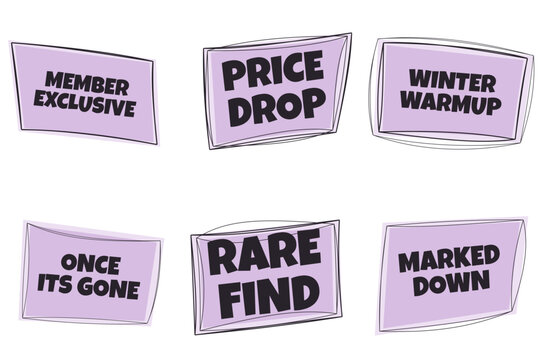 Set of Hand Drawn Sale Badges and Promotional Labels for Retail Marketing and E-commerce Discount Campaigns