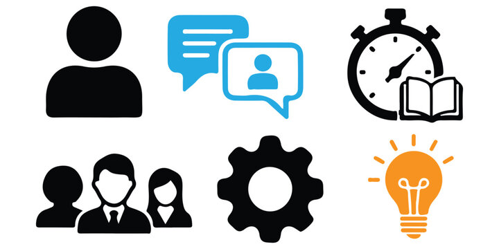 Business communication and teamwork icons