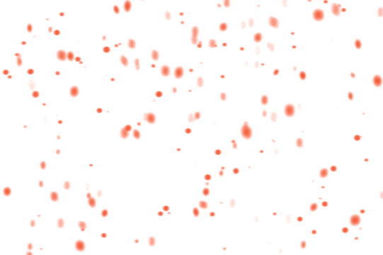Red blood drops splattered on a white surface background isolated on transparent background