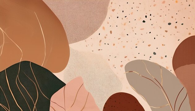 Modern Earthy Tones Terrazzo Background Neutral Morandi Aesthetic Shapes