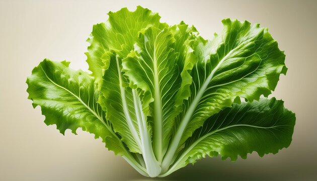Vibrant Green Lettuce Leaves Radiate From Pale Stems Against A Neutral Backdrop