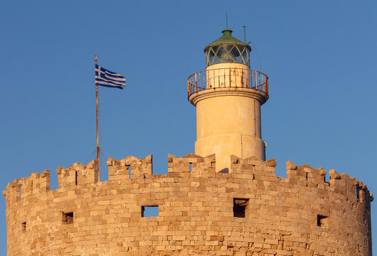Saint Nicholas Fortress Lighthouse in Rhodes Greece