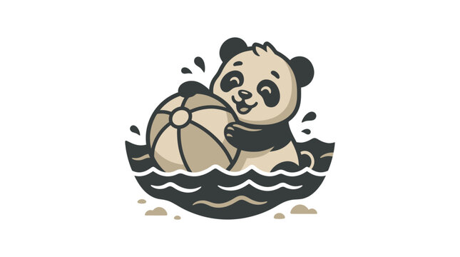 Cute panda bear in water.