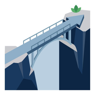 Sustainable Growth Bridge Arrow With Green Leaf and Future Progress Concept