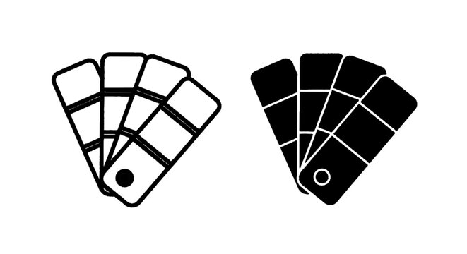 Minimal black silhouette icon, simple flat vector, bold black shape, no, no shading color palette swatches icon set, vector illustration of paint samples on a, flat icon style