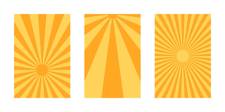 Yellow Sunburst Background Set, Retro Comic Book Starburst Patterns for Graphic Design and Social Media Templates
