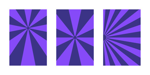 Obraz premium Purple Sunburst Background Set with Radial Stripes for Retro Comic Book Pop Art Designs and Graphic Posters