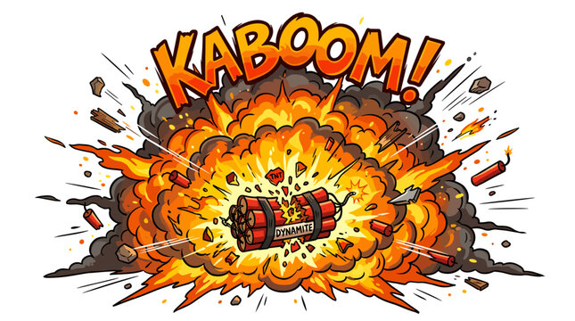 Explosion of dynamite with the word Kaboom in comic book style