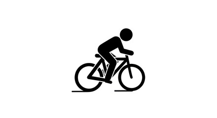 Obraz premium Silhouette of a person riding a bicycle on a white background.
