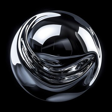 Chrome Sphere Reflective Dark Mirror Ball 3D Render