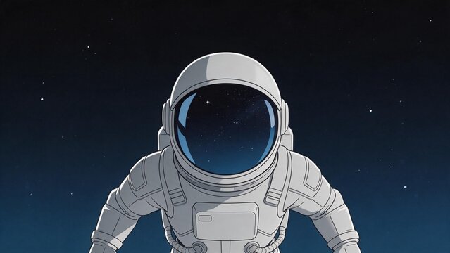 Astronaut in space suit against starry sky