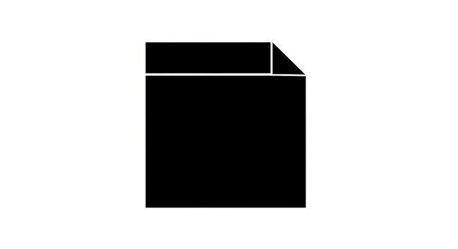 Simple Black Document Icon with Folded Corner.