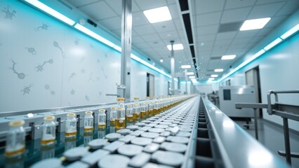 Obraz premium Modern Pharmaceutical Factory Interior