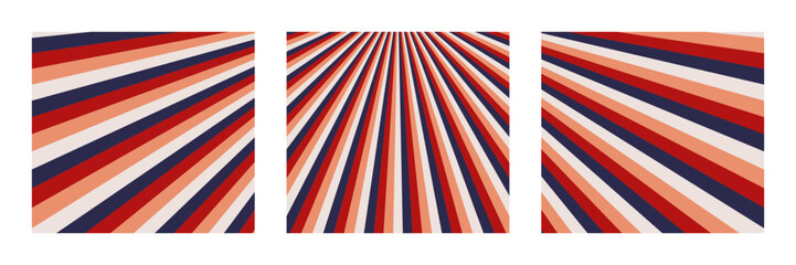 Fototapeta premium Retro Abstract Striped Triptych Wall Art Set with Vintage 70s Color Palette for Modern Interior Design Decoration