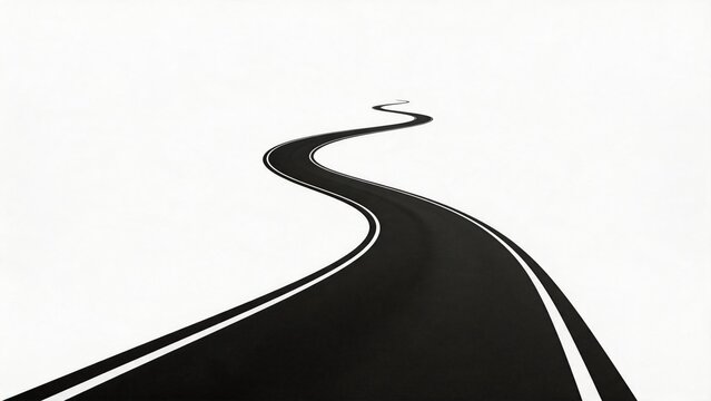 Winding road on white background