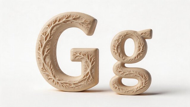 Decorative letters G and g with tree patterns