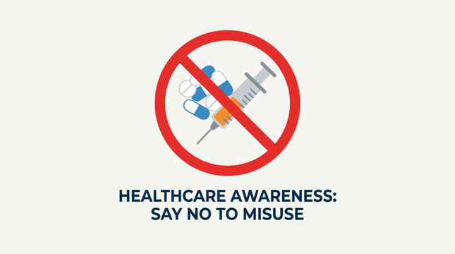 Healthcare awareness banner concept promoting prevention of drug abuse and medicine misuse