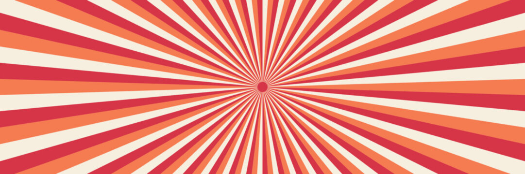Retro Sunburst Background with Red and Orange Rays for Vintage Graphic Design Projects and Festive Party Posters