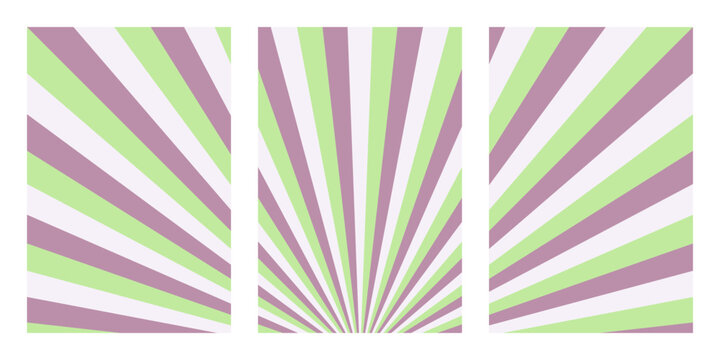Pastel Sunburst Radial Stripe Background Set for Modern Graphic Design and Abstract Decorative Wall Art Projects