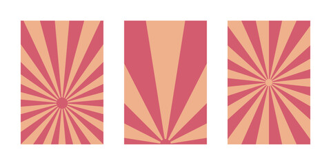 Obraz premium Retro Sunburst Background Set, Vintage Pink and Peach Starburst Pattern for Graphic Design and Social Media Templates