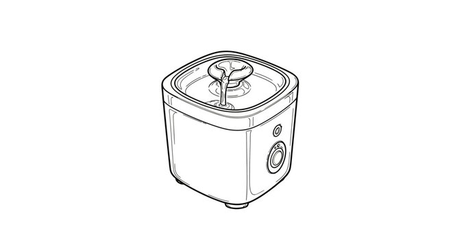 Vintage electric ice cream maker appliance sketch.