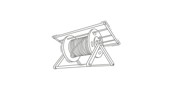 Industrial winch machine with cable spool.