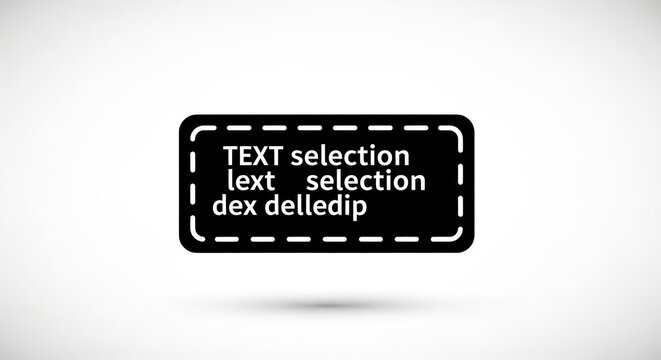 Text selection graphic with placeholder text inside a black rectangle.
