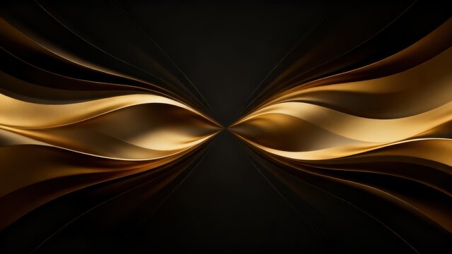 Golden flowing lines on black background