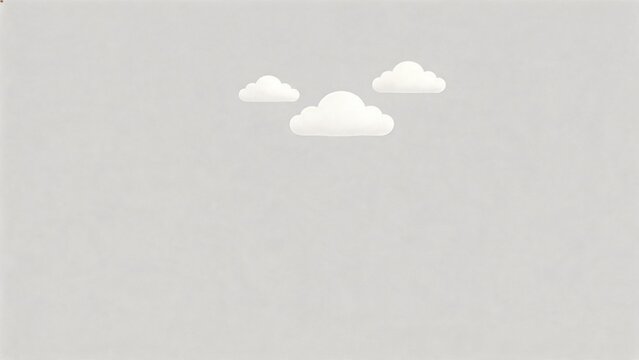 Three white clouds in a gray sky