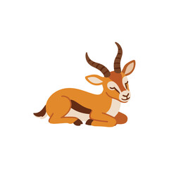 Fototapeta premium Cute Lying Down Baby Gazelle Antelope Cartoon Vector Illustration