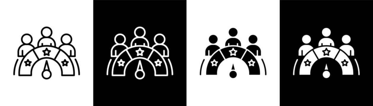 Customer Satisfaction white and black icon set design