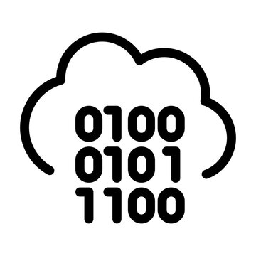 Cloud computing data processing with binary code numbers icon.