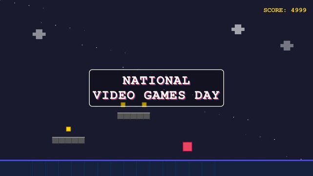 Pixel Art Video Game Celebration "National Video Games Day" Scoreboard Animation