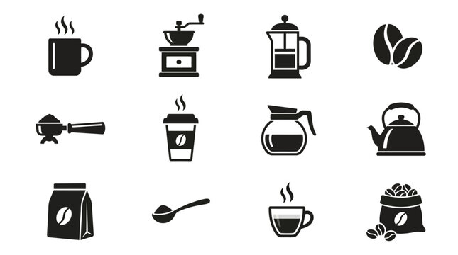 Coffee Brewing Techniques, Tools, and Accessories, Cafe, Graphic Design, Minimalist Style, Top View, Modern Aesthetic
