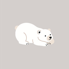 Cute Polar Bear Cub Pouncing Vector Illustration, Adorable Playful Baby White Bear Cartoon Character Isolated © bytaristudio