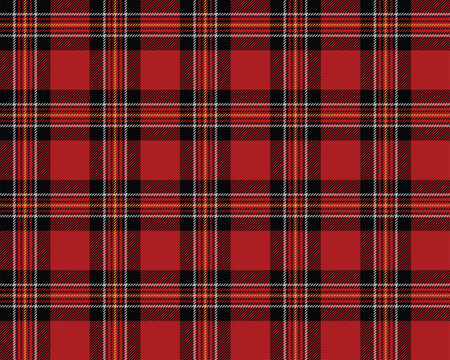 Royal stewart inspired deep red plaid seamless pattern, black bold red yellow holiday check seamless background. Suitable for party decorations, textile prints