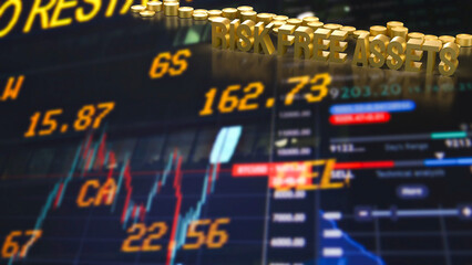Fototapeta premium Gold Risk Free Assets In A Secure Investment Market 3d render.
