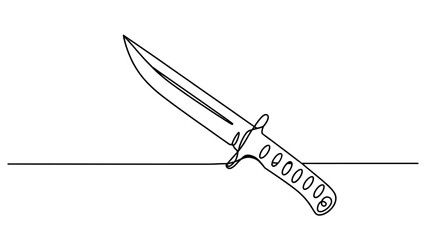 Obraz premium Continuous single line drawing of a sharp tactical knife