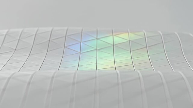 White Wire Grid Surface With Holographic Light Reflection