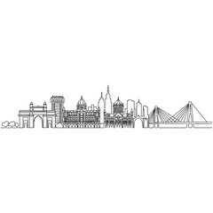Obraz premium Thin Line Art Drawing of Mumbai's City Landmarks