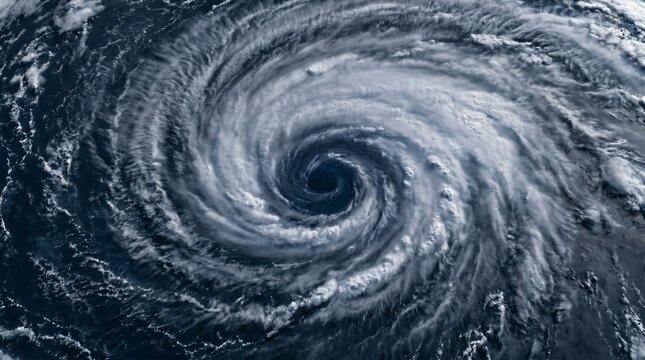 Massive hurricane swirling over the deep blue ocean from space