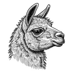 Fototapeta premium Detailed Realistic Sketch of a Lama Head