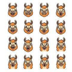 Fototapeta premium Pattern of Tiny Lama Head Icons